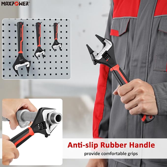 MAXPOWER 6 8 12-inch Slim Jaw Adjustable Wrench Set | 40% Thinner Jaw Wrench Designed for Plumbing and Tight Spot Applications
