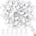 Jetec 48 Pack 0.75in/19mm Small White Metal Binder Clips Bulk Reusable Fold Back Binder Clips Paper Clamps Spring Steel Sturdy for Home Office School Supplies