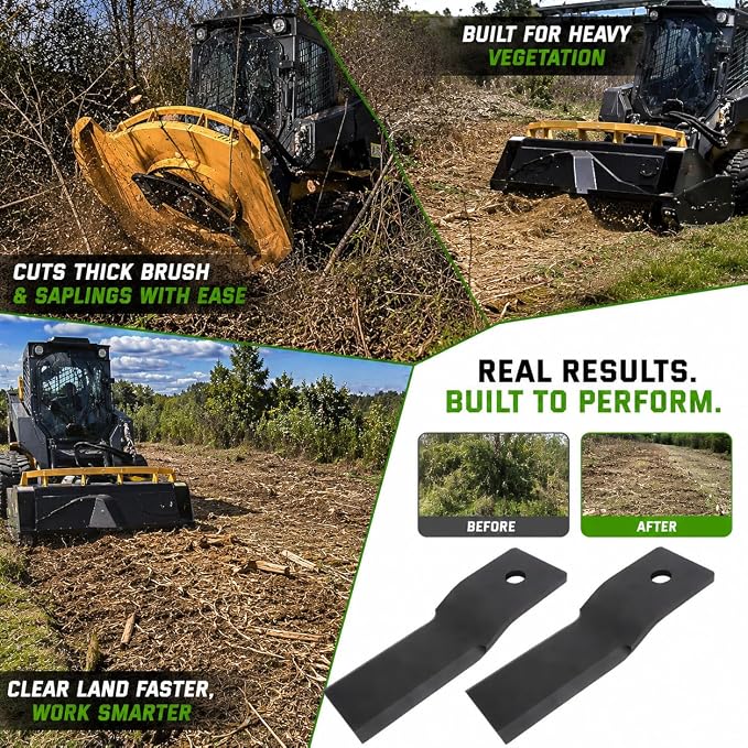 MOTOQUEEN Heavy Duty Brush Cutter Blades for Wolverine BC-13-72W Skid Steer Brush Hog, 10mm Spring Steel Replacement Blades, 2-Pack for Heavy Brush & Saplings