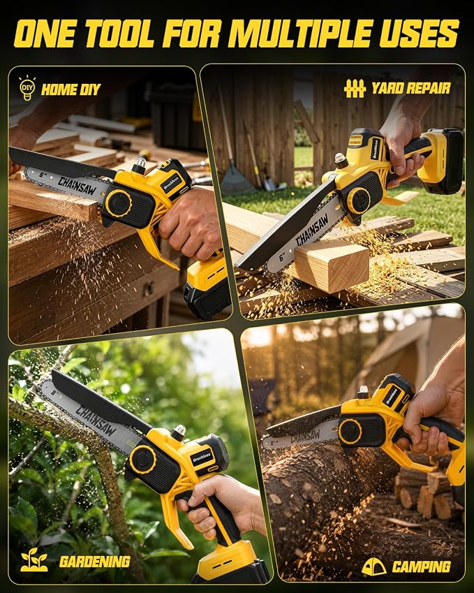 Electric Mini Chainsaw Compatible with DeWalt 20V Max, Tool only | 6" 8" Chain Saw for Branch Cutting, Tree Trimming, Shrub Trimming, Small Logs, Garden, Orchard, Yard Cleanup, Men Gifts
