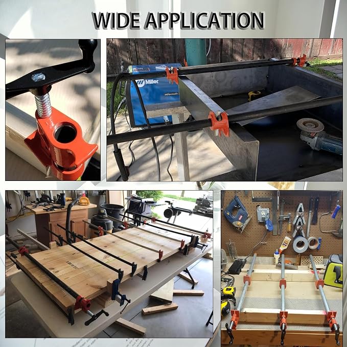 3/4" Wood Gluing Clamp,With Unique Foot Design,Heavy Duty Pipe Clamps for Woodworking, Carpentry, Home Improvement & DIY Projects. (3/4",6 Pack)