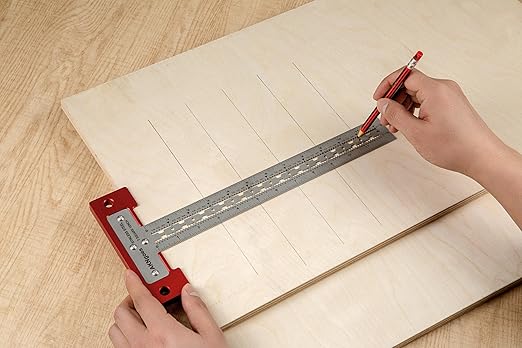 Precision Scriber T Square Ruler, T Square with Support Lips, Built in Scribe Notches, Stainless Steel Architect Ruler for Carpenter Work, Layout and Measuring Tools - 24inch