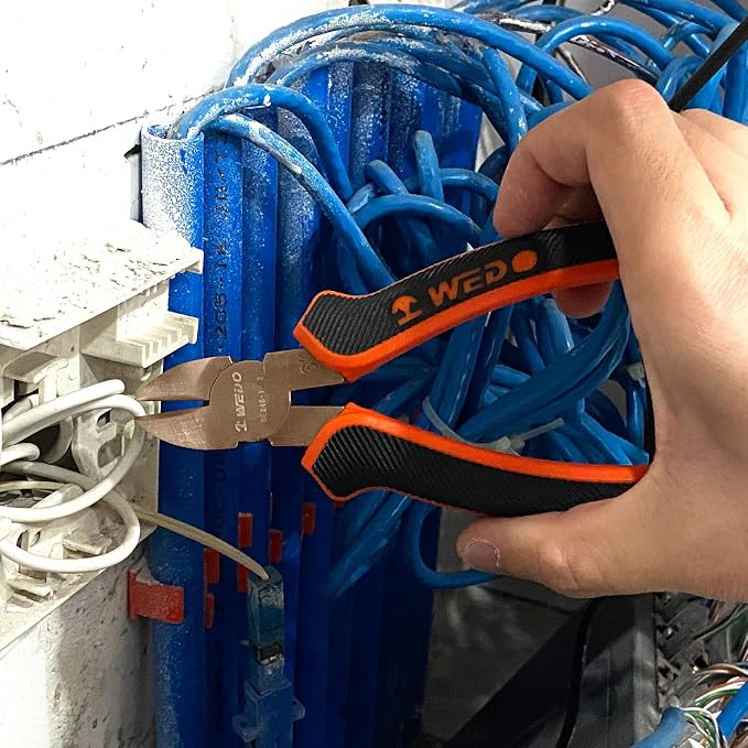 WEDO Non-Sparking Diagonal Cutting Pliers 8”, Spark-Free Side Cutters Pliers, Wire Cutters, Flush Cutting, BAM & FM Certificate, Beryllium Copper, For Electrical and Homes