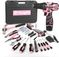 12V Pink Cordless Drill Set 195PCS Hand Tool Combo Kit Small Compact Electric Screwdriver Set Portable Power for Home DIY&Repair Driver Machine with Battery & Charger Gift Box for Women