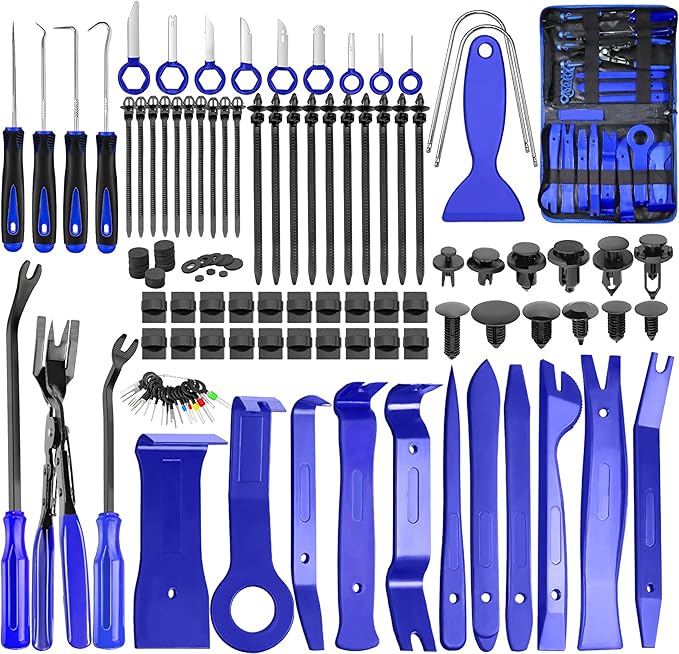Doaho 238Pcs Trim Removal Tool,Fastener Remover Plastic Pry Tool Kit,Adhesive Cable Clips Auto Push Pin Bumper Retainer Clip Set with Storage Bag for Panel,Radio,Stereo,Audio,Dash, Window