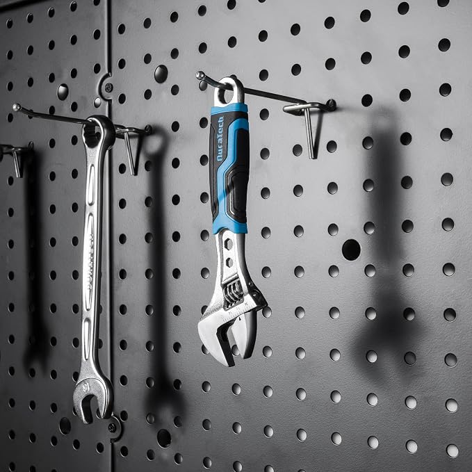 DURATECH 6 Inch Adjustable Wrench, 3-in-1 Spanner | Box End, Hex Function, CR-V Steel, Metric & SAE Scales, Chrome-plated, Bi-material Soft Grip