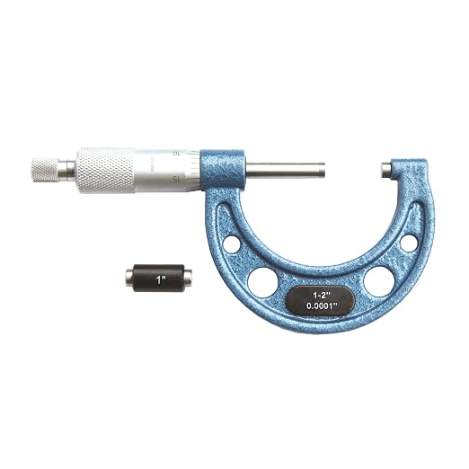 HFS(R) Outside Micrometer with 0.0001" Accuracy, Carbide Anvil and Laser-Etched Scale (1-2"x0.0001", Classic Ratchet)