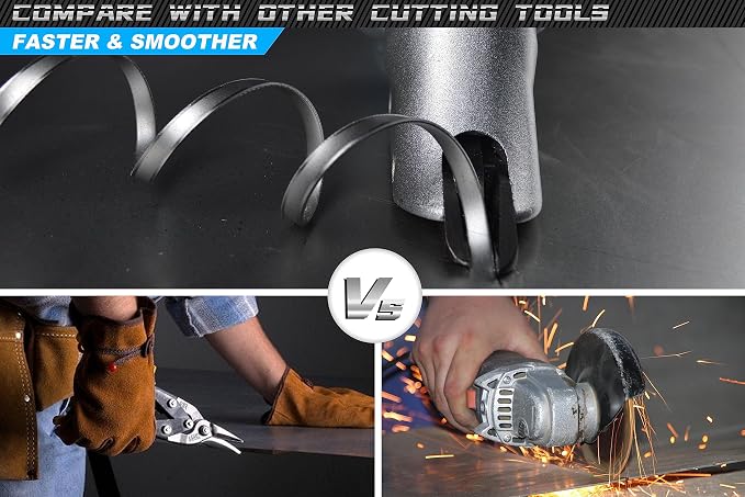 Electric Metal Shear, 14 Gauge 5.0 Amp Variable Speed Swivel Head Heavy Duty Sheet Metal Cutter