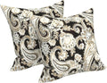 LVTXIII Outdoor Throw Pillows 16x16 Inch, Set of 2 Square Decorative Pillows with Inserts for Patio Furniture, Porch Chair, Garden Sofa, Paisley Black