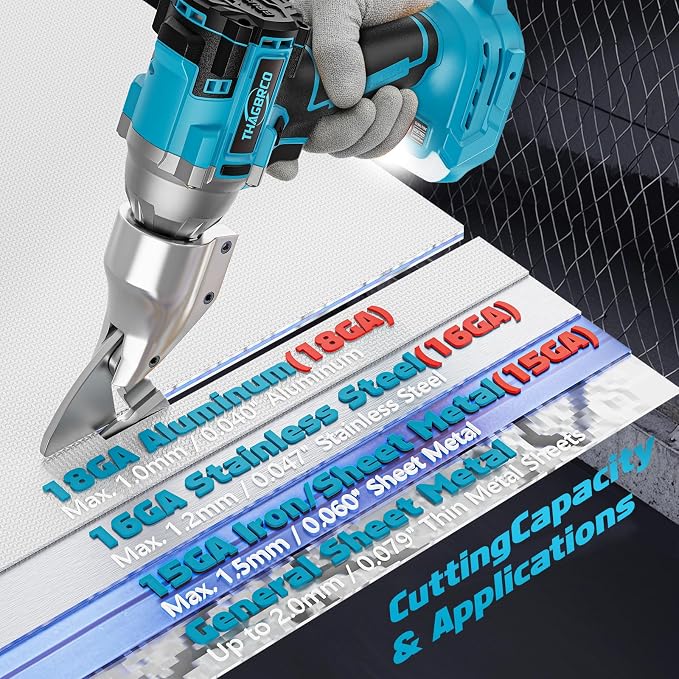 Cordless Metal Shear Compatible for Makita 18V, Brushless Electric Metal Shears 1600RPM for HVAC Ducts, Auto Body Panels &Fencing,Stainless Steel Cutter with LED Light (Tool Only