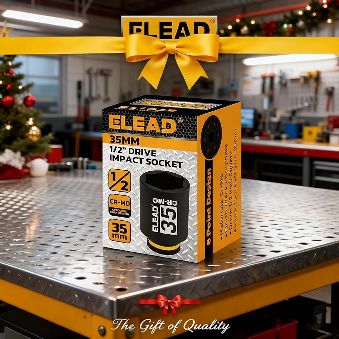 ELEAD 35 mm Socket 1/2" Drive Deep Impact Socket, Metric 6 Point 1/2-inch Drive Impact Axle Nut Sockets, CR-MO Nut Socket Set, Oil Filter Sockets, Tools for Easy Removal of Axle Shaft Nuts