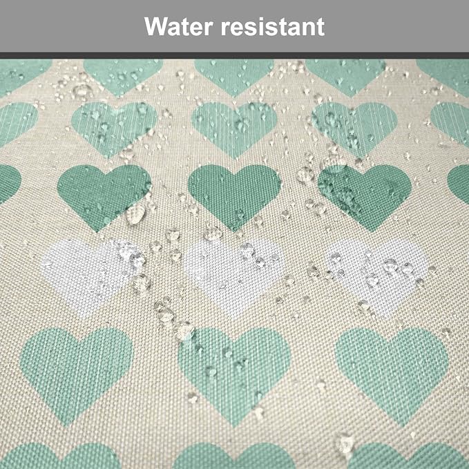 Lunarable Aquamarine Chair Seating Cushion Set of 2, Romantic Pattern with Heart Shapes in Rows, Anti-Slip Seat Padding for Kitchen & Patio, 16"x16", Champagne Laurel Green