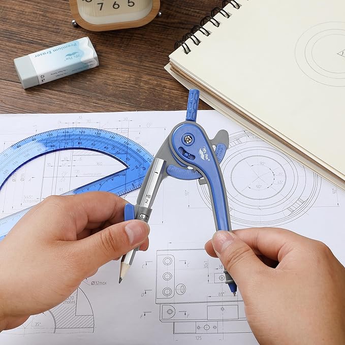 Mr. Pen- Geometry Compass and Protractor Set, 6 Inch Compass, 6 Inch Protractor, Drawing Tool for School, Clear Plastic, Easy Grip, Precision Design for Math, Art, Drafting, Architecture
