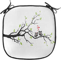 Lunarable Owls Chair Cushion Pad, Owls in Love Sitting on a Branch Leaf Leaves Hearts Romance Themed Art, Seat Padding for Kitchen & Patio with Anti-Slip Backing, 16"x16", Apple Green Red Black