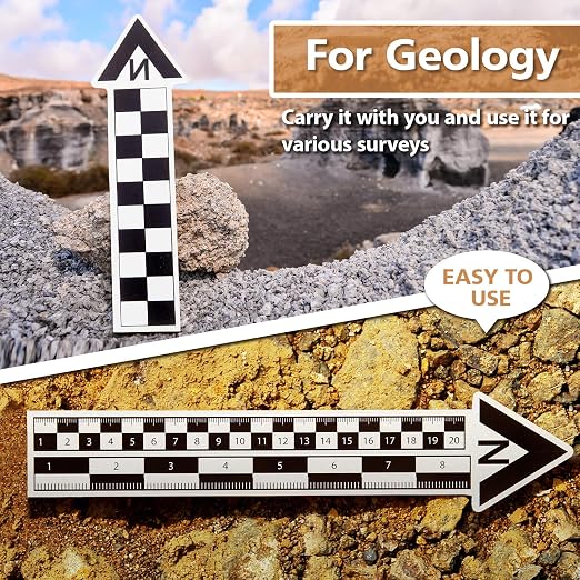 Maitys 12 Pack Archaeological North Arrow and Scale Set, Geology Photography Professional Measuring Scale Ruler with Case Archaeological Excavation Photo Reference Ruler for Artifact Documentation