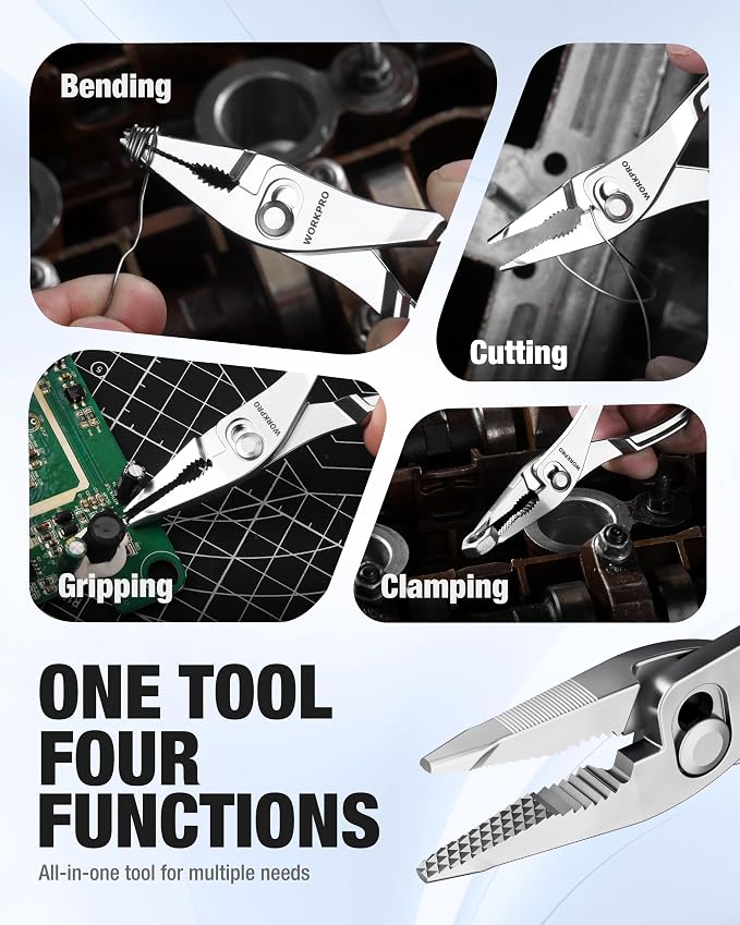 WORKPRO 2-Piece Mini Pliers Set with Pouch, 4-Inch Water Pump Plier & 4.5-Inch Long Nose Slip Joint Plier, Heavy-Duty Alloy Steel Mini Adjustable Plier, EDC Pliers for Tight Spaces & Versatile Use