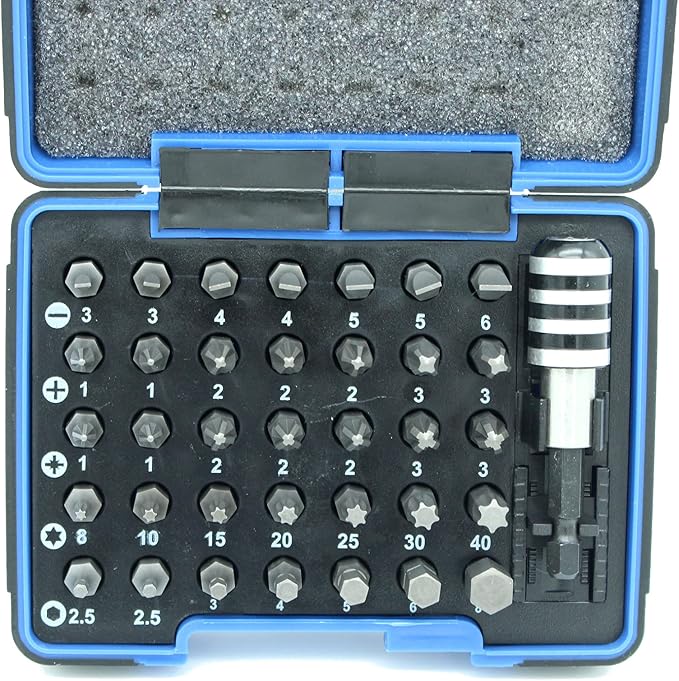 TEMO 36 pc Impact Ready Screwdriver Bit Set Kit with One Quick Release Chuck