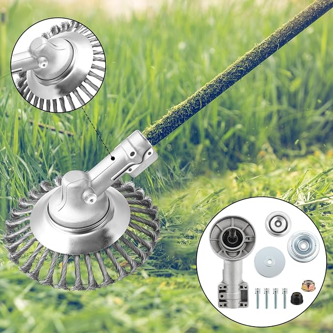 Duraaamo 7 Pcs Brush Cutter Kit Include 10" x 40T Carbide Tipped Blades, 10" x 6T Blades with Adapter Kit, 8 Inch Steel Wire Rotary Head and Trimmer Head Replacement