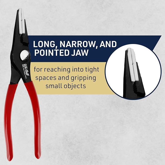 8” Needle Nose Pliers - Soft Jaw Pliers for Jewelry Making, Crafts, Electronics Repair, and Maintenance - Soft Grip Hand Tools by Kings County Tools (Red)