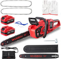 16-Inch 40V Brushless Chainsaw, Fits Makita 18V LXT Batteries | 2×4.0Ah Batteries & Charger, 69 ft/s Cutting, Auto Oiler, Safety Lock, Gloves & Goggles for Pruning, Yard Cleanup & Firewood