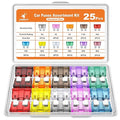 JOREST 25Pcs Standard Car Fuse Kit -Standard Blade Fuses Automotive - Replacement Fuses Assortment Kit for Car/RV/Truck/Motorcycle(2Amp 3A 5A 7.5A 10A 15A 20A 25A 30A 35A 40A)