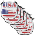 Lunarable Americana Chair Cushion Pads Set of 6, USA Map Flag Stars Stripes National History American Illustration, Anti-Slip Seat Padding for Kitchen & Patio, 16"x16", Red White Blue