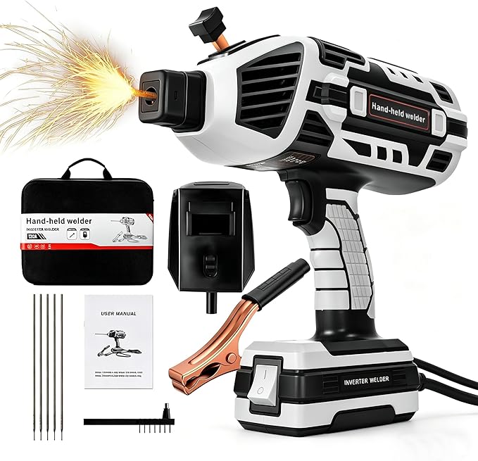 Welding Machine Handheld 110V 120Amp Portable ARC Welder Gun Hand Held Welder Machine with IGBT Inverter 5 Variable Current Adjustment for 1/16''-1/8'' Welding Rods