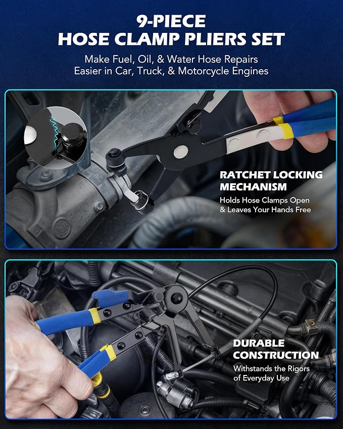 OMT 35pc Master Disconnect & Hose Clamp Pliers Tool, Car AC Fuel Line Kit