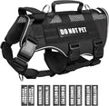 Tactical Molle Vest Mesh Dog Harness with 10 Removale Pet Patches | Breathable Service Dog harness with Double Soft Padded Handle for Large Dog, Reflective Military Pet Vest for Walk Hiking