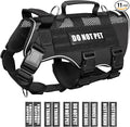 Tactical Molle Vest Mesh Dog Harness with 10 Removale Pet Patches | Breathable Service Dog harness with Double Soft Padded Handle for Large Dog, Reflective Military Pet Vest for Walk Hiking