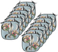 Lunarable Fleur De Lis Chair Cushion Pads Set 12, Fleur-de-Lis Design with Roses Love Power Ornamental Art, Anti-Slip Seat Padding for Kitchen & Patio, 16"x16", Blue Grey Multicolor