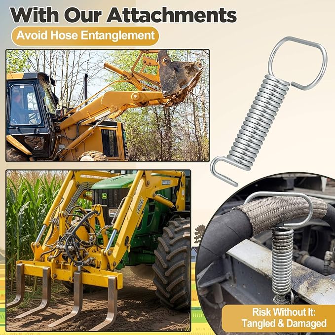 2 Pcs Hydraulic Hose Hanger Spring Clamp for Tractor, Sliver