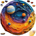 Mys Aurora Space Puzzles for Adults 500 Pieces, Unique Shapes Solar System Jigsaw Puzzles, 3D Visual Effect Planet Wooden Puzzles, Family Puzzle Games Birthday Gift, 16.5 x 16.2 Inches