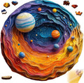 Mys Aurora Space Puzzles for Adults, 200 Piece Unique Shapes Solar System Wooden Puzzles, 3D Visual Effect Planet Jigsaw Puzzles, Family Puzzle Games Birthday Gift, 11.4 x 11.2 Inches