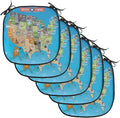 Lunarable Americana Chair Cushion Pads Set of 6, Map of USA Cowboy Corn Field Lobster Farming and Agriculture Art, Anti-Slip Seat Padding for Kitchen & Patio, 16"x16", Blue Multicolor