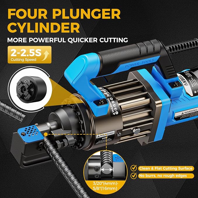 Anbull 1000W Electric Hydraulic Rebar Cutter, Cutting up to 5/8 Inch 4-16mm #5 Rebar, with Replaceable Jaw Blades, Cutting Speed 2-2.5S (EC-16)