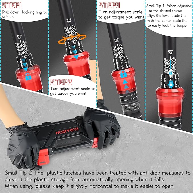 3/8-Inch Drive Torque Wrench 5-50ft.lb/6.8-67Nm, ±3% Precision Dual Direction Torque Wrenches with 72-Tooth Dual Range Scales