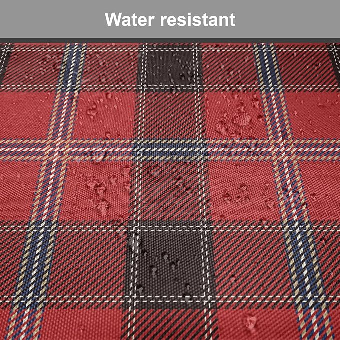 Lunarable Buffalo Plaid Chair Seating Cushion Set of 6, Arrangement with Lumberjack Themes Geometric Concept Pattern Print, Anti-Slip Seat Padding for Kitchen & Patio, 16"x16", Vermilion and Grey