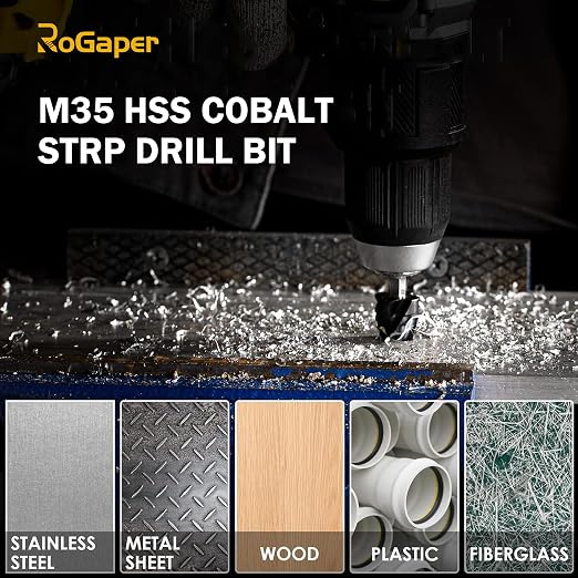 M35 Four Spiral Flute Cobalt Step Drill Bit, 1/4"-3/4" Wear-Resistant TiAlN Coated Four-Flute Step Bit, 1/4" Hex Shank Unibit Step Bit for Metal, Stainless Steel, Aluminum, Wood, Plastic