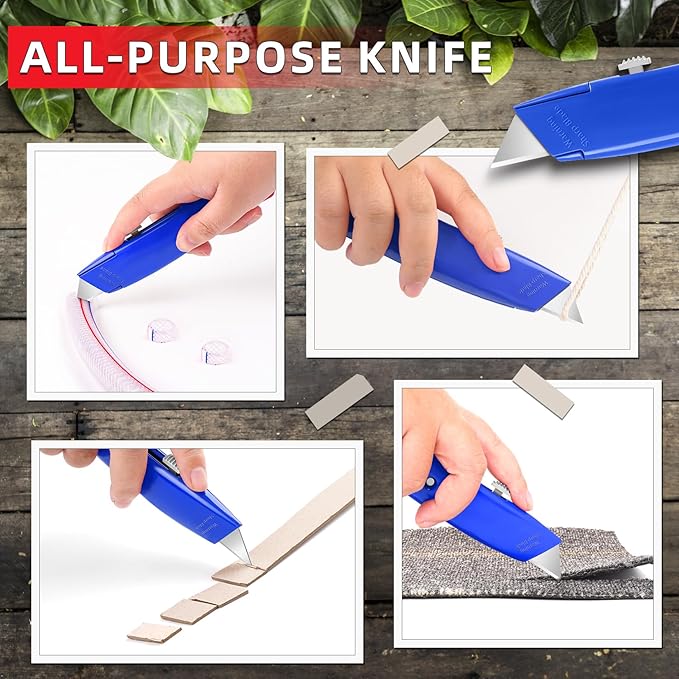 DIYSELF Utility Knife, 20 Pack Heavy Duty Box Cutter Retractable, Box Cutter Knife, Box Opener, Cardboard Cutter, Utility Knives for Garage, Home and Office, PVC Pipe Cutter (Blue)