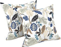 LVTXIII Outdoor Throw Pillows, Decorative Throw Pillows with Inserts, 16"x16" Square Pillows for Bed, Couch, Sofa and Patio Furniture, Set of 2, Breeze Leaves Beige