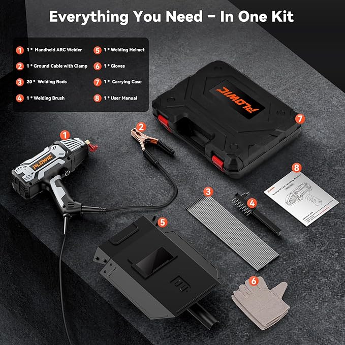 Portable Handheld Welding Machine 110V: 200A IGBT Inverter ARC Welder Gun with Digital Display & 6-Level Current Control, Hot Start & Anti-Stick Fits for 3/32"-1/8" Stick Rod