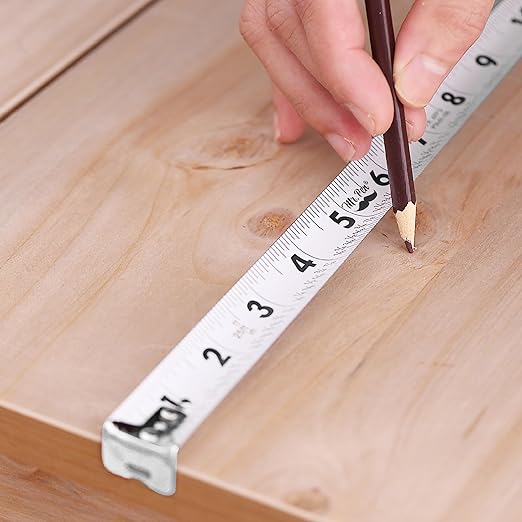 Mr. Pen- Retractable Tape Measure 25 ft, White, Easy Read, Steel Retractable Measuring Tape with Fractions, Ideal for Construction & DIY Projects