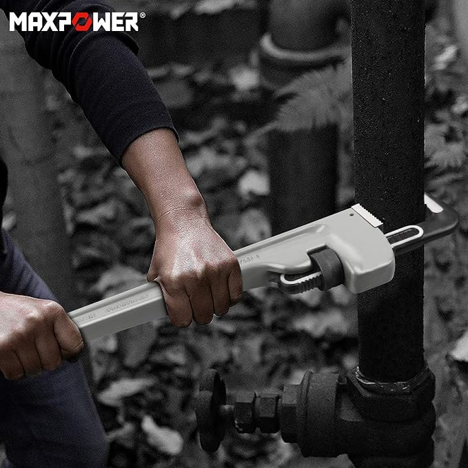 MAXPOWER 36-inch Pipe Wrench, 4.7” Jaw Opening, Aluminum Plumbing Wrench | Heavy Duty Straight Pipe Wrench