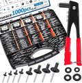 smseace Black, Silver(Can Choose) Pop Rivet Gun Kit Black Pop Rivets, Large Flange Rivets, Washers and Rivets Gun Tool Packed in Portable Toolbox with Color Label