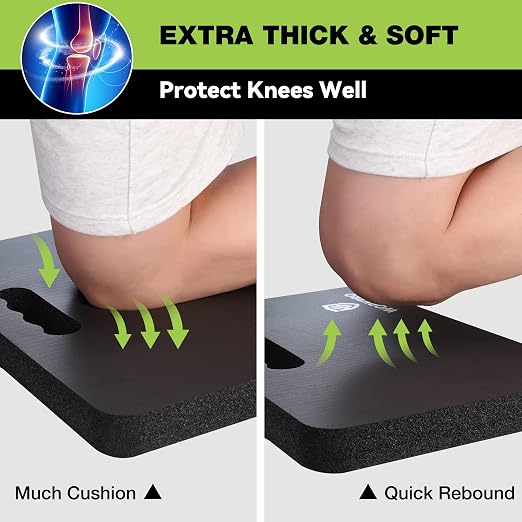 WORKPRO Extra Thick Kneeling Pad, 2-Pack, Soft NBR Foam Cushioning for Knee, Large Foam Kneeler Mat for Gardening, Bathing Baby, Exercise, Workout Supplies, 17.5 x 11 x 1.5 in, Black