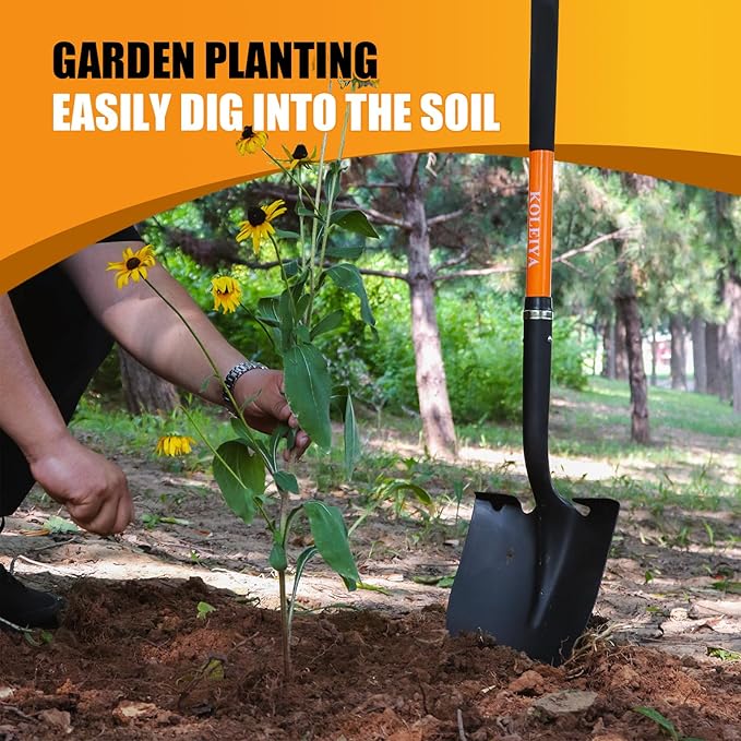 KOLEIYA Shovel for Digging,Heavy Duty Garden Shovel,Shovels for Gardening Digging,Spade Shovel with Orange Fiberglass Handle,57 inches