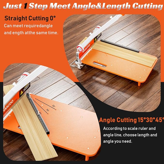 NAACOO Heavy Duty Laminate/Vinyl Floor Cutter, 13” Vinyl Plank Cutter with Wheel – Just 1 Step Meet Angle&Length Cutting, Flooring Tools - Cuts Laminate Floor, Engineer Wood, LVP/T, VCT, SPC, WPC