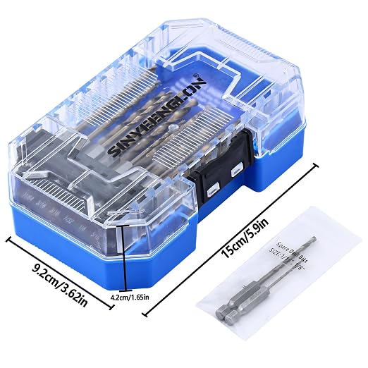 Hex Shank Cobalt Drill Bit Set 16Pcs 1/16"-3/8", M35 HSS Twist Impact Drill Bits for Metal and Hardened Steel, with Indexed Storage Case
