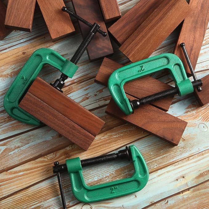 4 Pcs C Clamp Set 2 Inch Heavy Duty G-Clamps Automotive and Wood Working Clamps with Jaw Opening Sliding for DIY Carpentry Woodworking Welding and Building(2 Inch, Green)